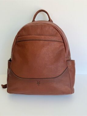 Frye Melissa Mini Leather Backpack Cognac Brown Travel School Bag Purse Zip Boho
